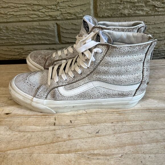 Vans distressed leather high top sneakers women’s 7.5 - Picture 3 of 6